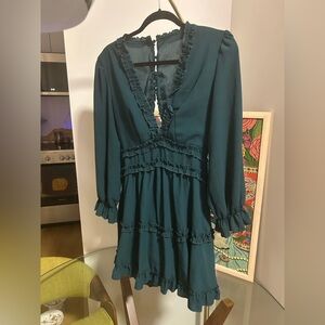 Elegant Teal Ruffle Dress
